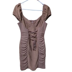 Haute Monde Tan Brown Mini Dress - M